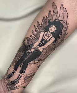 Tatuagem real do portfólio: Personagem e cristais